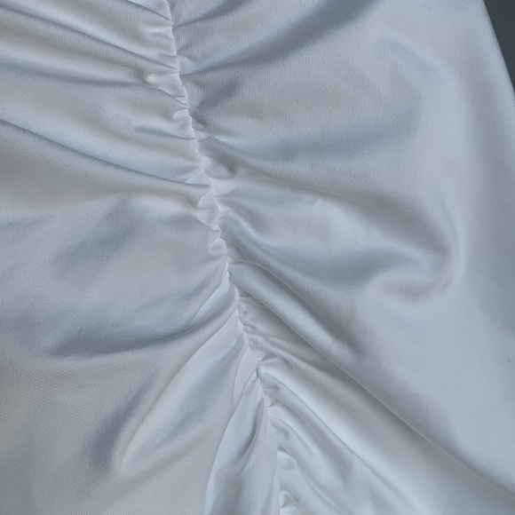 White Ruched one shoulder dress - Picture 4 of 4